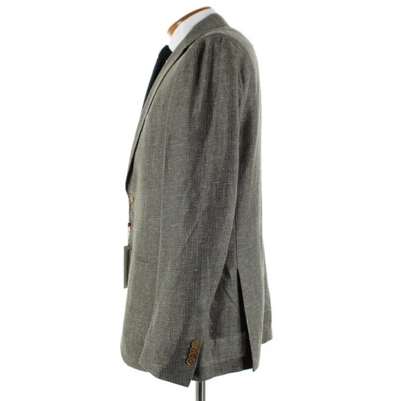 Luciano Barbera NWT Linen Blend Sport Coat Size 54 (44 US) In Moss Green